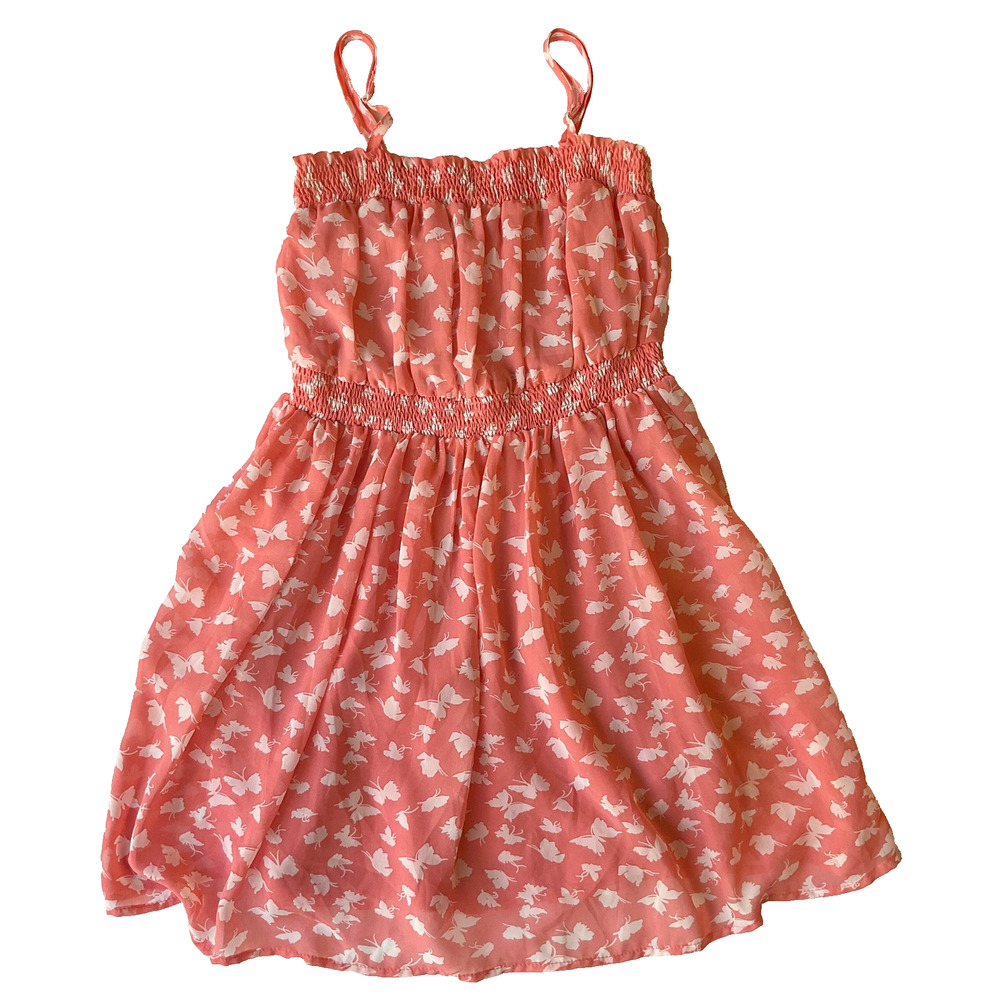 Forever 21 Women Mini Dress M Pink Floral Sundress Chiffon Ruffle Sleeveless